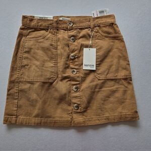 Kensie Brown Corduroy Button-Front Mini Skirt